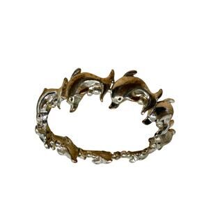 Vintage Silver Tone Dolphin Bracelet Chic Intricate Elegant Fashion Stylish VTG